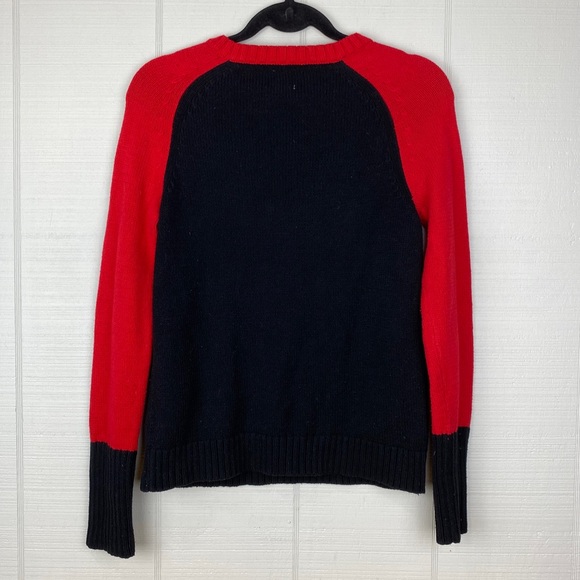 Anne Klein Red & Black Knit Sweater Color Block Gold Zippers Crewneck M - Picture 3 of 7